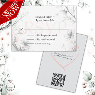 Verspielter zarter rosa Floralzweig RSVP Karte