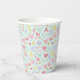 Verspieltes Alphabet-Wasserfarbe-Herzen & goldene Pappbecher