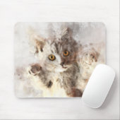 Verspieltes Aquarell-Kätzchen mit hellen bernstein Mousepad (Mit Mouse)