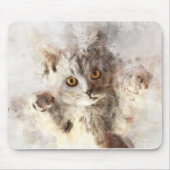 Verspieltes Aquarell-Kätzchen mit hellen bernstein Mousepad (Vorne)