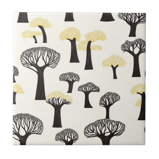 Verspieltes Baobab-Baum-Muster Fliese (Vorderseite)