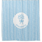 Verspieltes blau-weiß gestreiftes Monogramm im Pre Duschvorhang (Vorderseite)