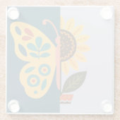 Verspieltes Blumen- und Schmetterlingsdesign Glasuntersetzer (Rückseite)