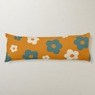 Verspieltes braun-blaues Blumen-Retro, fröhlich Seitenschläferkissen