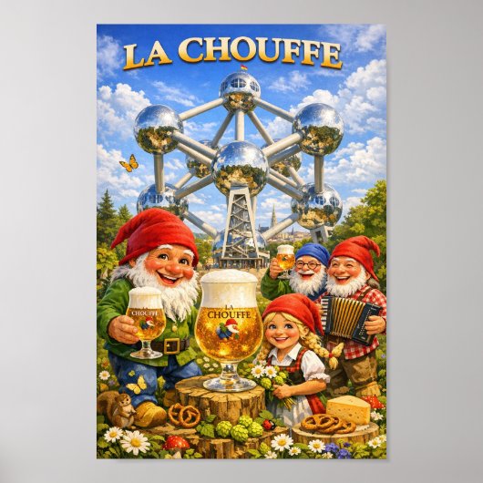 Verspieltes Brüsseler Chouffe-Bier-Feierposter Poster (Vorne)