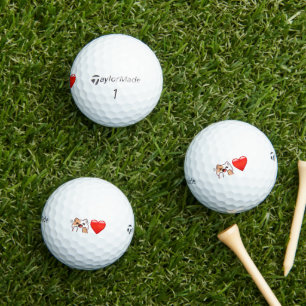 Verspieltes Charme-Katze-Emoji kombiniert mit eine Golfball