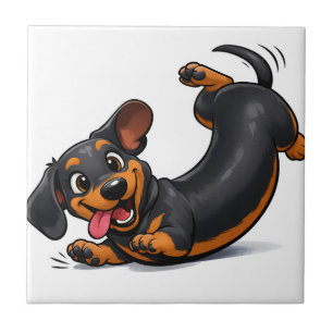 Verspieltes Dachshund-Welpe  Fliese
