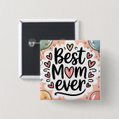 Verspieltes Dekorieren Beste Mama für immer Button (Vorne & Hinten)