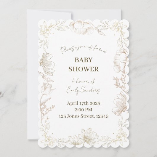 Verspieltes Delft-Blumen-Baby-Begrüßungsfest | Ges Einladung (Vorderseite)