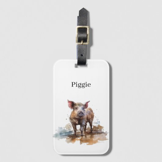 Verspieltes Ferkel, individuell Gepäckanhänger (Vorderseite Vertikal)