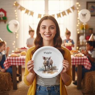 Verspieltes Ferkel, individuell Pappteller