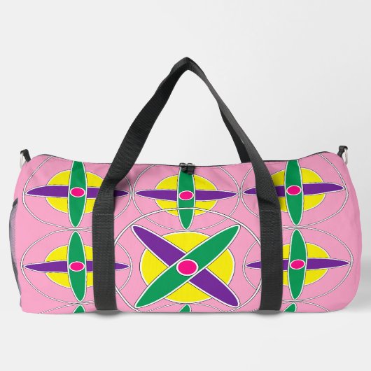 Verspieltes geometrisches Quermuster Duffle Bag (Rückseite)
