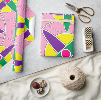 Verspieltes geometrisches Quermuster Geschenkpapier