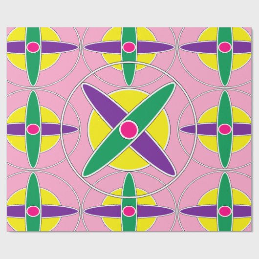 Verspieltes geometrisches Quermuster Geschenkpapier (Flach)