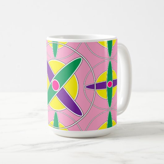 Verspieltes geometrisches Quermuster Kaffeetasse (VorderseiteRechts)