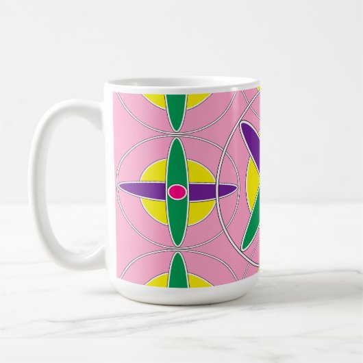 Verspieltes geometrisches Quermuster Kaffeetasse (Links)