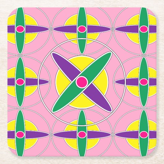 Verspieltes geometrisches Quermuster Rechteckiger Pappuntersetzer (Vorderseite)