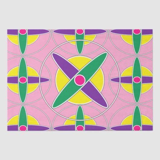 Verspieltes geometrisches Quermuster Seidenpapier (Vorderseite)