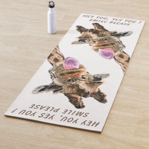 Verspieltes Giraffe Tongue Out Yoga Mat Geschenksp Yogamatte