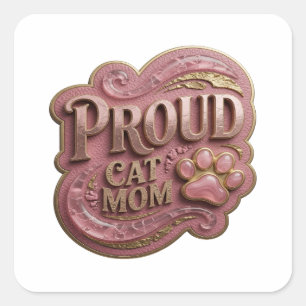 Verspieltes Gold PROUD CAT MOM Sticker Design