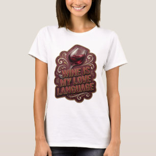 Verspieltes Gold WINE IS MY LOVE LANGUAGE Tragbare T-Shirt