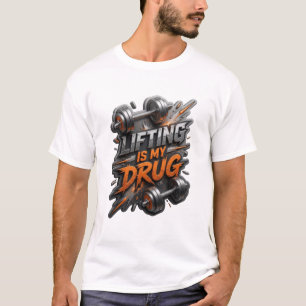 Verspieltes Grau LIFTING IS MY DRUG Druck T-Shirt