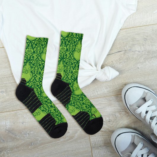 Verspieltes grünes Grinch-Muster Socken