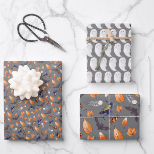 Verspieltes Halloween-Muster-Wrap-Papier Geschenkpapier Set