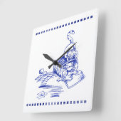 Verspieltes Hamper Kitty Cat Badezimmer Toile Look Quadratische Wanduhr (Winkel)