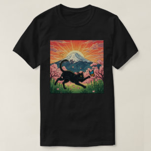 Verspieltes Japanisches Kirschblüten-Kitty T-Shirt