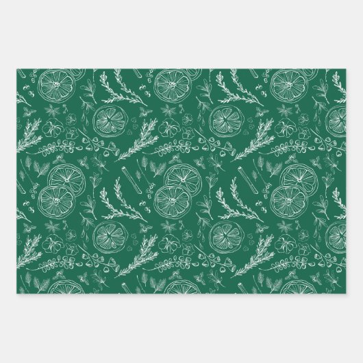 Verspieltes Jewel Tone Moderne Nordic Line Art Geschenkpapier Set (Vorderseite)