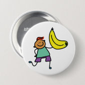 Verspieltes Kind hält große gelbe Banane Button (Vorne & Hinten)