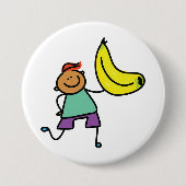 Verspieltes Kind hält große gelbe Banane Button (Vorderseite)