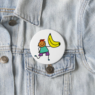 Verspieltes Kind hält große gelbe Banane Button