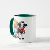 Verspieltes Kind Mit Kuh Illustration Tasse (Vorderseite Links)