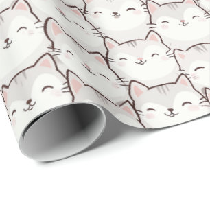 Verspieltes lächelndes Katzen-Wrap-Papier – Liebli Geschenkpapier