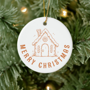 Verspieltes Lebkuchenhäuschen Frohe Weihnachten Keramik Ornament