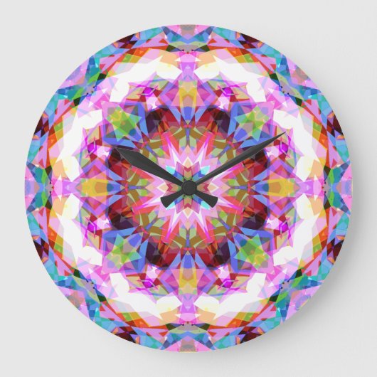 Verspieltes Lila Blau Rosa Farbige Muster Große Wanduhr (Vorderseite)