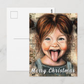 Verspieltes Mädchen Lustige Weihnachtskarte Postkarte (Vorne/Hinten)