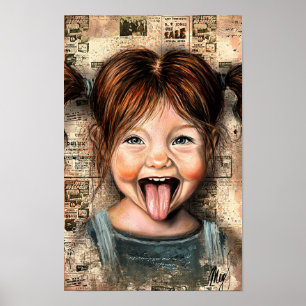 Verspieltes Mädchen Lustiges Poster