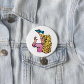 Verspieltes Mädchen mit Buntstift Button (Beispiel)