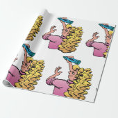 Verspieltes Mädchen mit Buntstift Geschenkpapier (Ungerollt)