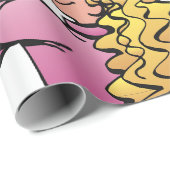Verspieltes Mädchen mit Buntstift Geschenkpapier (Rolleneckpunkt)