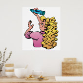 Verspieltes Mädchen mit Buntstift Poster (Küche)