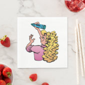 Verspieltes Mädchen mit Buntstift Serviette (Beispiel)