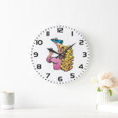 Verspieltes Mädchen mit Wachsmalstift Große Wanduhr (Zuhause)