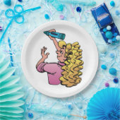 Verspieltes Mädchen mit Wachsmalstift Pappteller (Party)