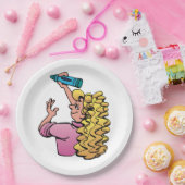 Verspieltes Mädchen mit Wachsmalstift Pappteller (Party)