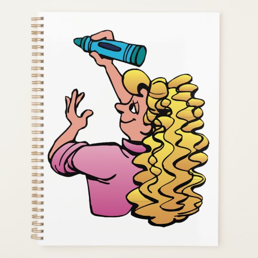 Verspieltes Mädchen mit Wachsmalstift Planer (Vorderseite)