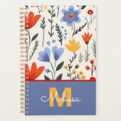 Verspieltes, mitternachtsblaues florales Geburtsta Planer (Vorderseite)